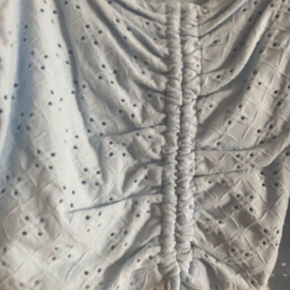 Juniors’ NWT SO Eyelet Cinch Front Puff Sleeve Cropped Top Light Blue Size XXL - Picture 5 of 8